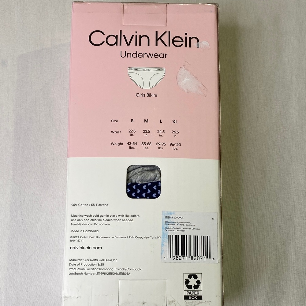 Calvin Klein Girls' Bikini Underwear 7-Pack - Blue Grey and White - Picture 2 of 7
